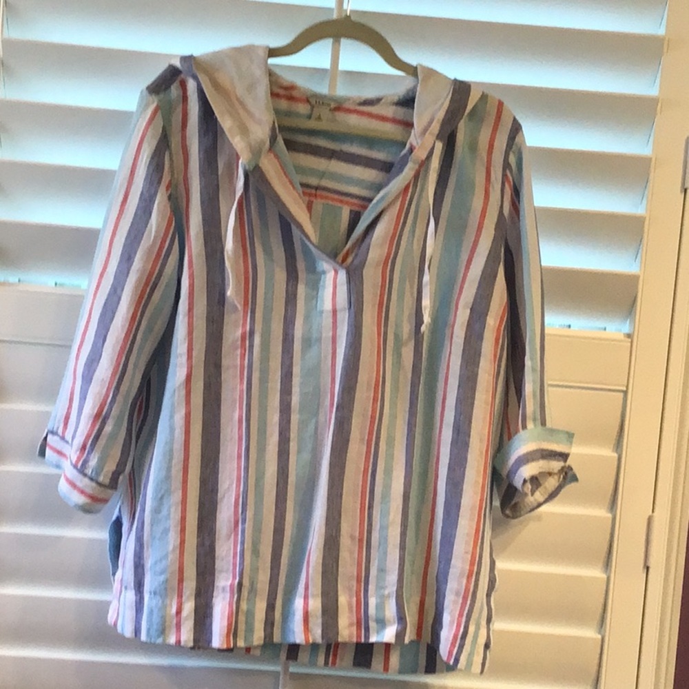 LL Bean Linen Hooded Top